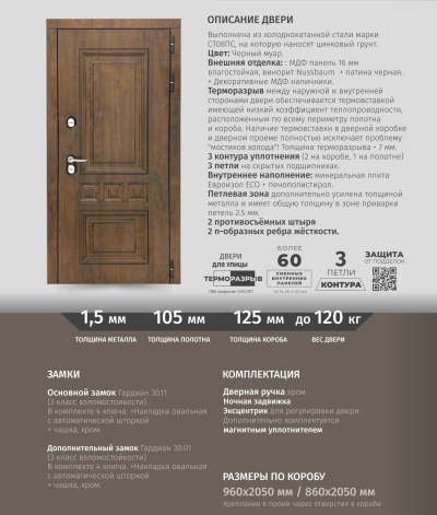 Металлическая дверь Л - Аура уличная