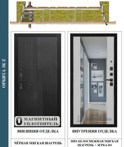 Металлическая дверь Орбита 3K зеркало INFINITY