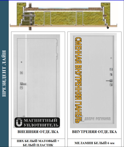 Металлическая дверь Президент Лайн Белый