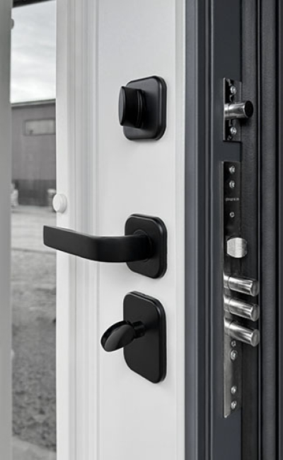 Входная дверь ТЕРМО RX-10 Муар RAL 7024/ белый матовый