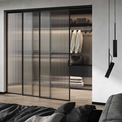 Межкомнатные перегородки алюминиевые loft с рифленым стеклом