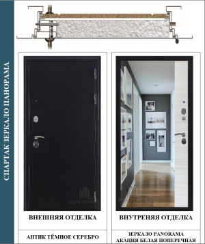 Металлическая дверь Спартак Зеркало Панорама